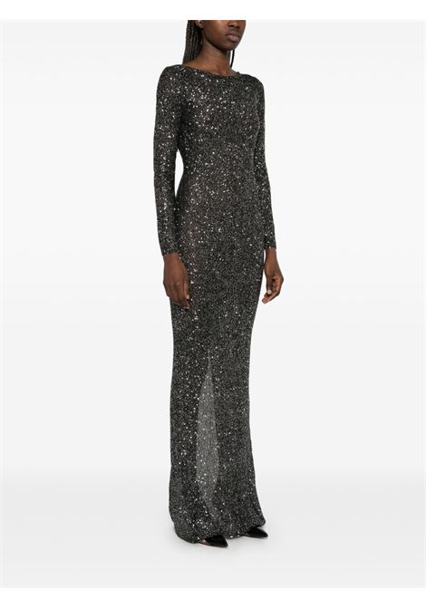Black and silver sequinned knitted maxi dress Alessandra rich - women ALESSANDRA RICH | FABX4059K45160846